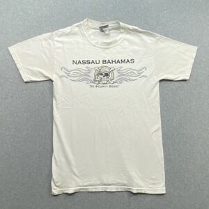 VTG Nassau Bahamas‎ De Scurvy Dogs Skull Pirate Flames T-Shirt Sz S Distressed
